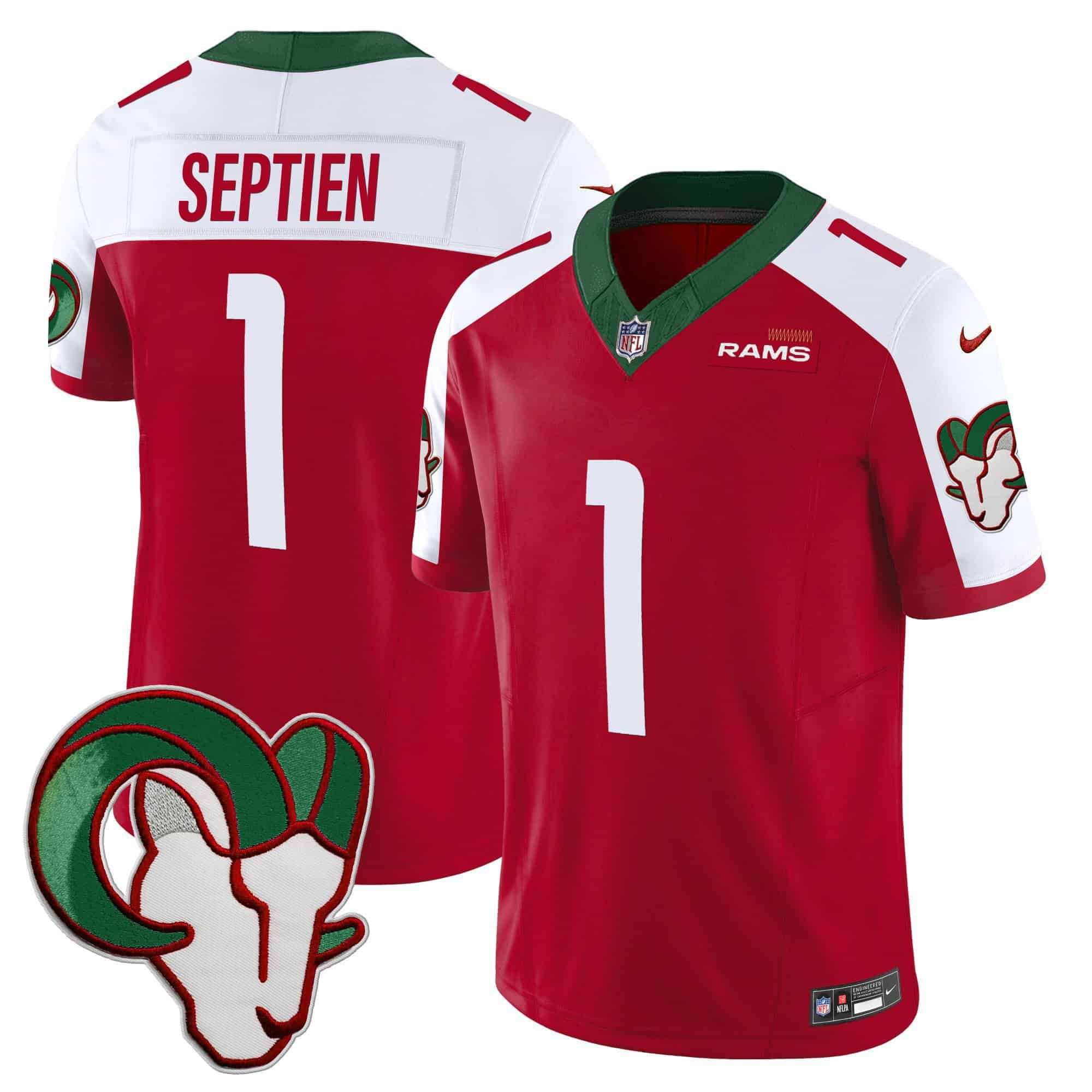 Men Los Angeles Rams 1 Septien Red 2024 Nike Mexico Vapor Limited NFL Jersey